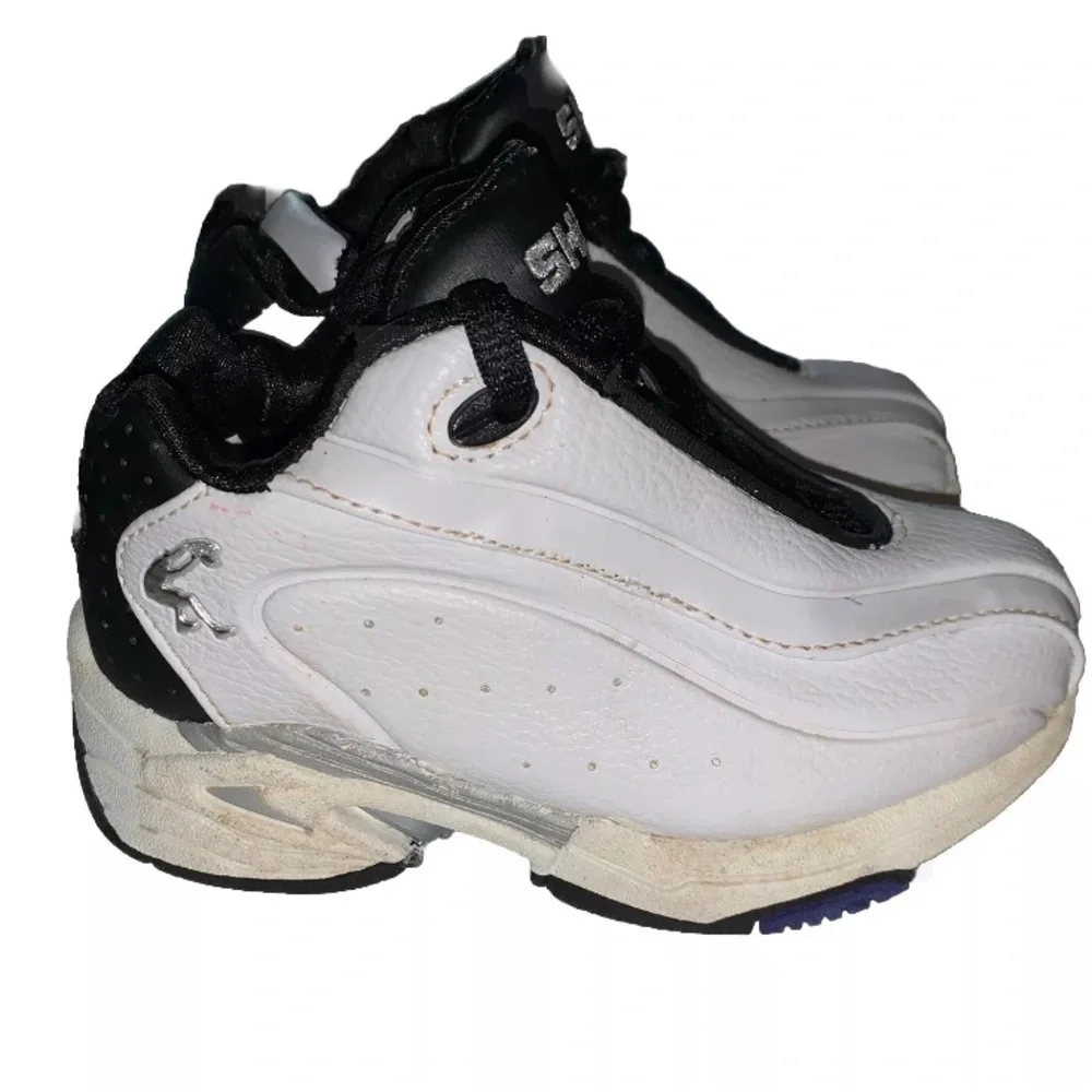SHAQ Toddler Childs Shoes Size 7.5 White & Black Lace Up     (S233)